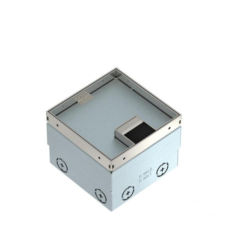 UDHOME2 floor socket, with brush bar, with floor covering recess, with FLF support, cover, stainless steel